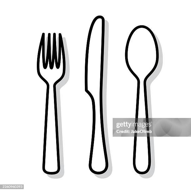 silverware doodle 5 - plastic fork stock illustrations