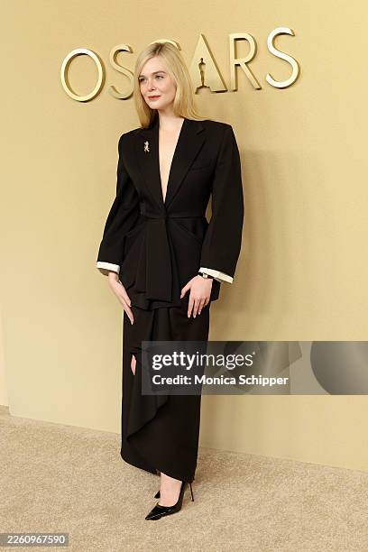 Elle Fanning attends the 98th Oscar Nominees Luncheon at The Beverly Hilton on February 10, 2026 in Beverly Hills, California.