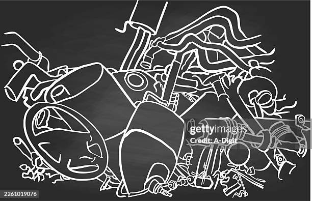 car junk - disassembled stock illustrations