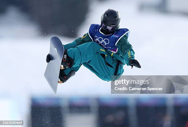 Amelie Haskell of Team Australia warms up prior to Women's Snowboard Halfpipe Qualification on day five of the Milano Cortina 2026 Winter Olympic...