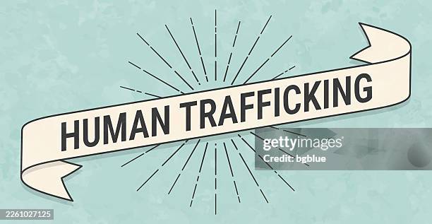 human trafficking - banner in retro vintage style - old textured paper - human trafficking stock illustrations