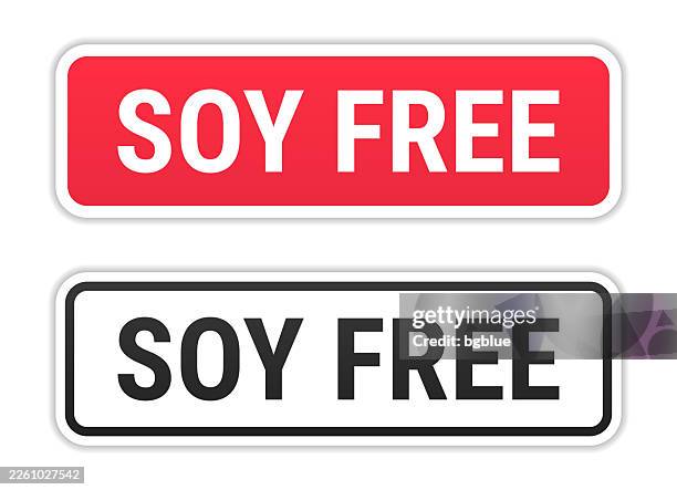 soy free - red and black labels on white background - soy milk stock illustrations