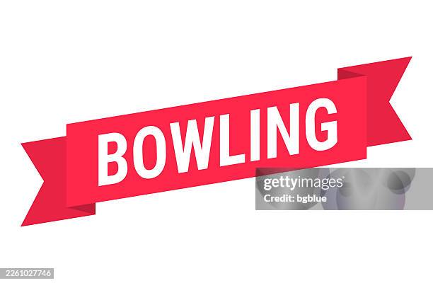 bowling - red banner on white background - bowling pin isolated stock illustrations
