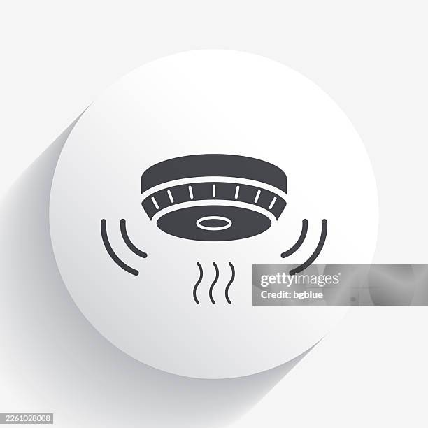 smoke alarm. icon on circle button with long shadow - alarm system stock illustrations