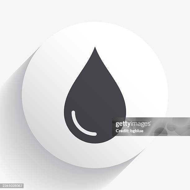 drop. icon on circle button with long shadow - oil splash white background stock illustrations