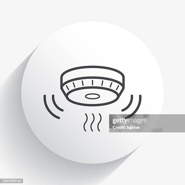 smoke alarm. icon on circle button with long shadow - home evacuation stock illustrations
