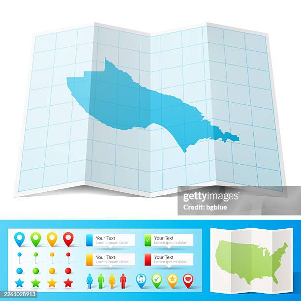 santa cruz county, california map with location pins on white background - santa cruz california stock illustrations