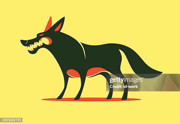 angry wolf snarling icon - gray wolf stock illustrations