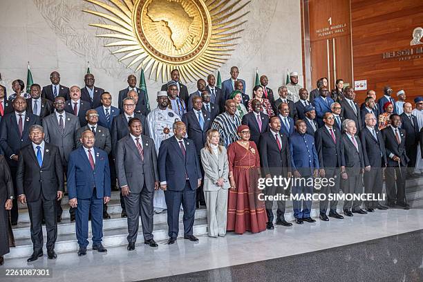 African heads of state and government pose for a family photo, with Giorgia Meloni , Prime Minister of Italy, during the 39th Ordinary Session of the...