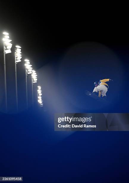 Valentino Guseli of Team Australia warms up prior to the Men's Snowboard Halfpipe Qualification on day five of the Milano Cortina 2026 Winter Olympic...