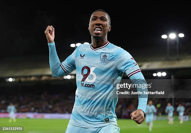 Jaidon Anthony of Burnley celebrates scoring his team's second goal during the Premier League match between Crystal Palace and Burnley at Selhurst...