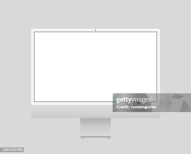 vector design of a monitor mockup similar to the imac template. - imac white background computer stock illustrations