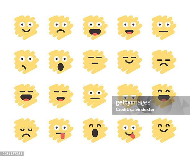 doodle emojis icon collection - smiley faces pattern stock illustrations
