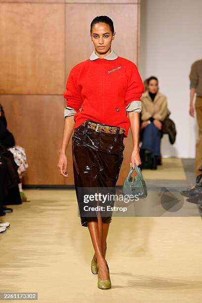 Model walks the runway at the Tory Burch show during the New York Fashion Week February 2026 on February 11, 2026 in New York City.