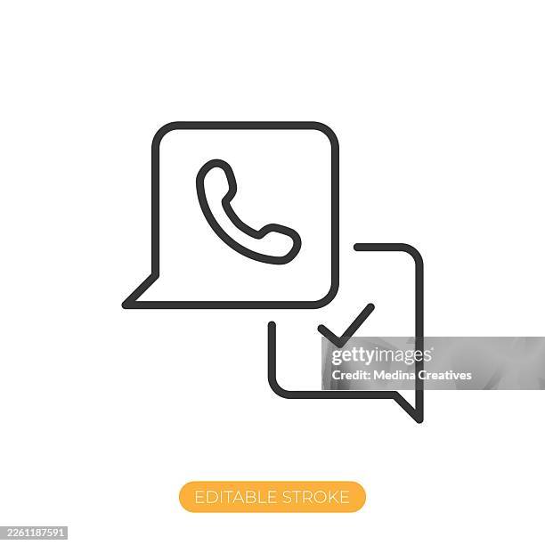 call confirmation icon. editable stroke thin line icon - office security systems stock illustrations