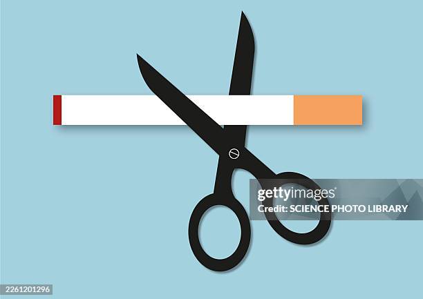 smoking cessation, conceptual illustration - broken cigarette stock illustrations