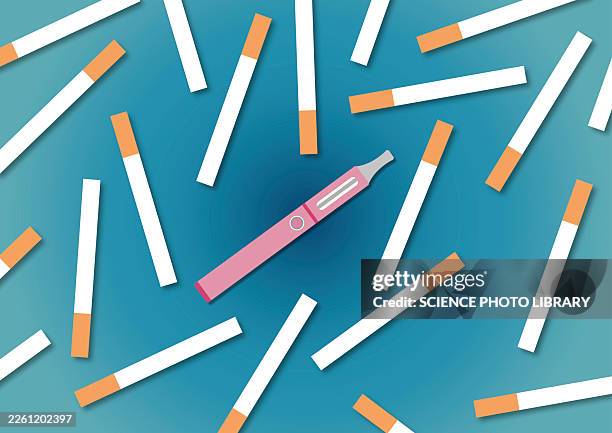 ilustrações de stock, clip art, desenhos animados e ícones de cigarettes and a vape, illustration - beata de cigarro