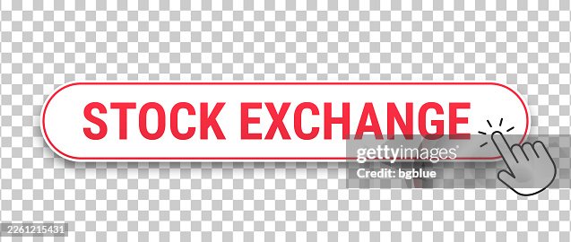 Stock Exchange - 3D click web button with hand cursor on blank background Stock Exchange - 3D click web button with hand cursor on blank background