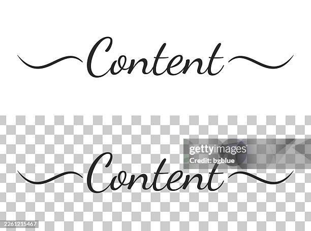 content - calligraphy text with swashes on blank background - content writer stock illustrations