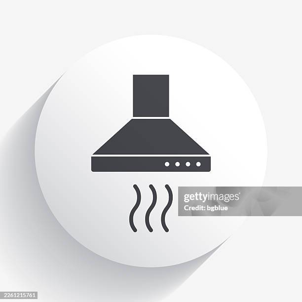 kitchen hood. icon on circle button with long shadow - simple kitchen background stock illustrations