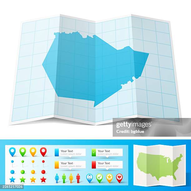 warren county, kentucky map with location pins on white background - bowling green kentucky stock illustrations