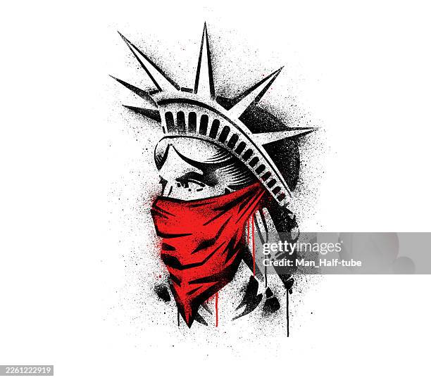 statue of liberty graffiti - march background stock illustrations