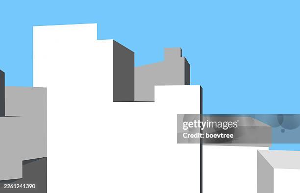 abstract geometric perspective white model city modern building pattern background - office cubes stock illustrations