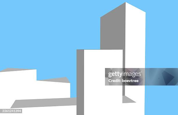 abstract geometric perspective white model city modern building pattern background - office cubes stock illustrations
