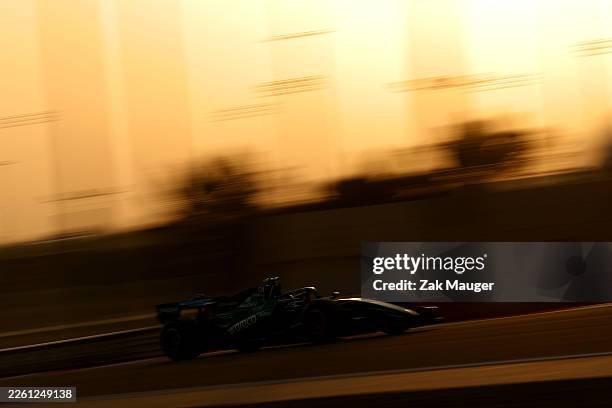 Fernando Alonso of Spain driving the Aston Martin F1 Team AMR26 Honda on track during day two of F1 Testing at Bahrain International Circuit on...