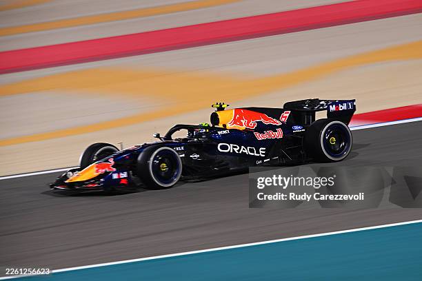 Isack Hadjar of France driving the Oracle Red Bull Racing RB22 Red Bull Ford on track during day two of F1 Testing at Bahrain International Circuit...