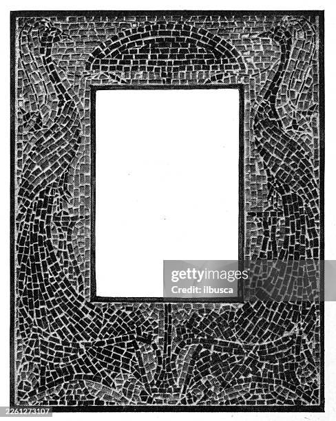 glass mosaic wall mirror frame, by miss b mcelwee - mirror frame stock illustrations