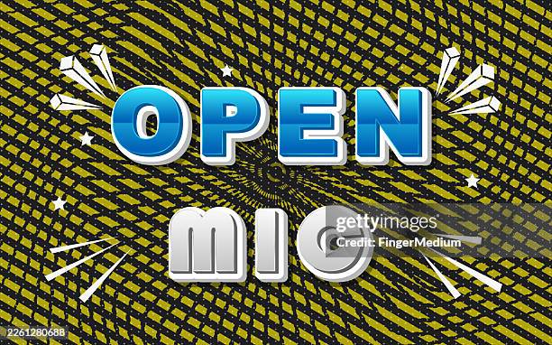 open mic text with comic background - open mic stock illustrations