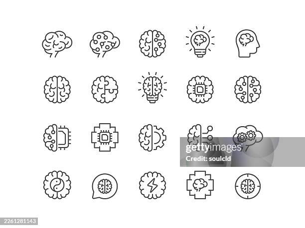 brain icons - mind map stock illustrations