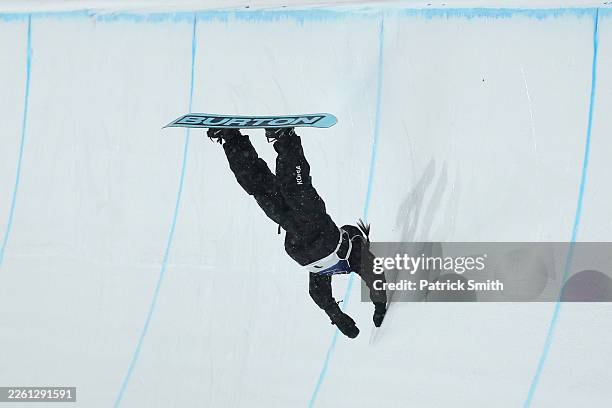 Gaon Choi of Team Republic of Korea crashes in the Women’s Snowboard Halfpipe Final on day six of the Milano Cortina 2026 Winter Olympic games at...