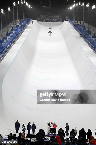 Gold medalist Gaon Choi of Team Republic of Korea, Silver medalist Chloe Kim of Team United States and Bronze medalist Mitsuki Ono of Team Japan pose...