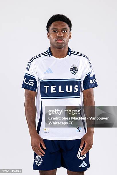 Ralph Priso-Mbongue of Vancouver Whitecaps poses during the Media Day 2026 portrait session on February 03, 2026 in Vancouver, British Columbia.