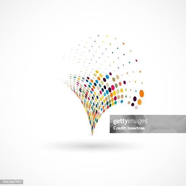 bildbanksillustrationer, clip art samt tecknat material och ikoner med abstract colorful twisted polka dots icon - optisk illusion