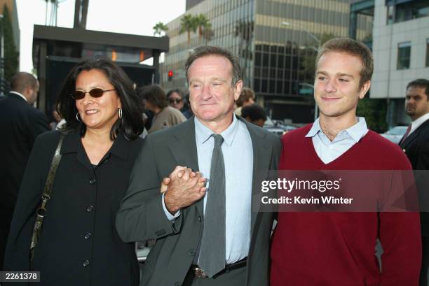 Robin Williams with his wife Marsha and son Zachary at the premiere of "One Hour Photo" at the Academy of Motion Picture Arts and Sciences in Beverly...