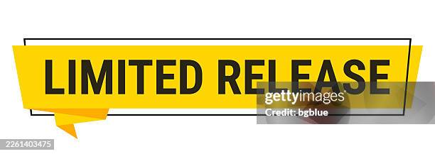 limited release - yellow speech bubble on white background - release icon vector stock illustrations