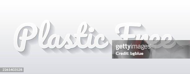 plastic free - flat design with paper cut effect on blank background - no plastic stock illustrations