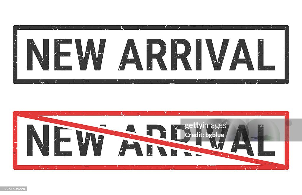 New Arrival - Rubber stamps with crossed out stamp on white background