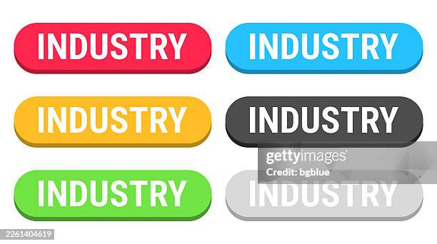 industry - colorful 3d click web buttons on blank background - factory worker white background stock illustrations