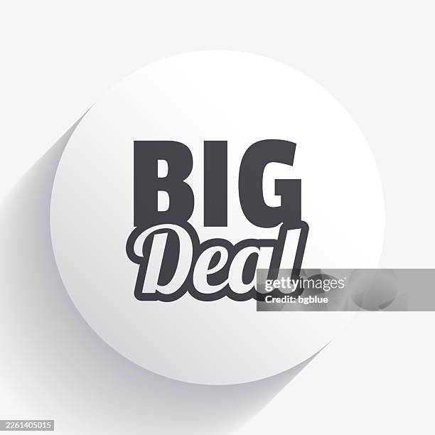 big deal. icon on circle button with long shadow - large power switch stock illustrations
