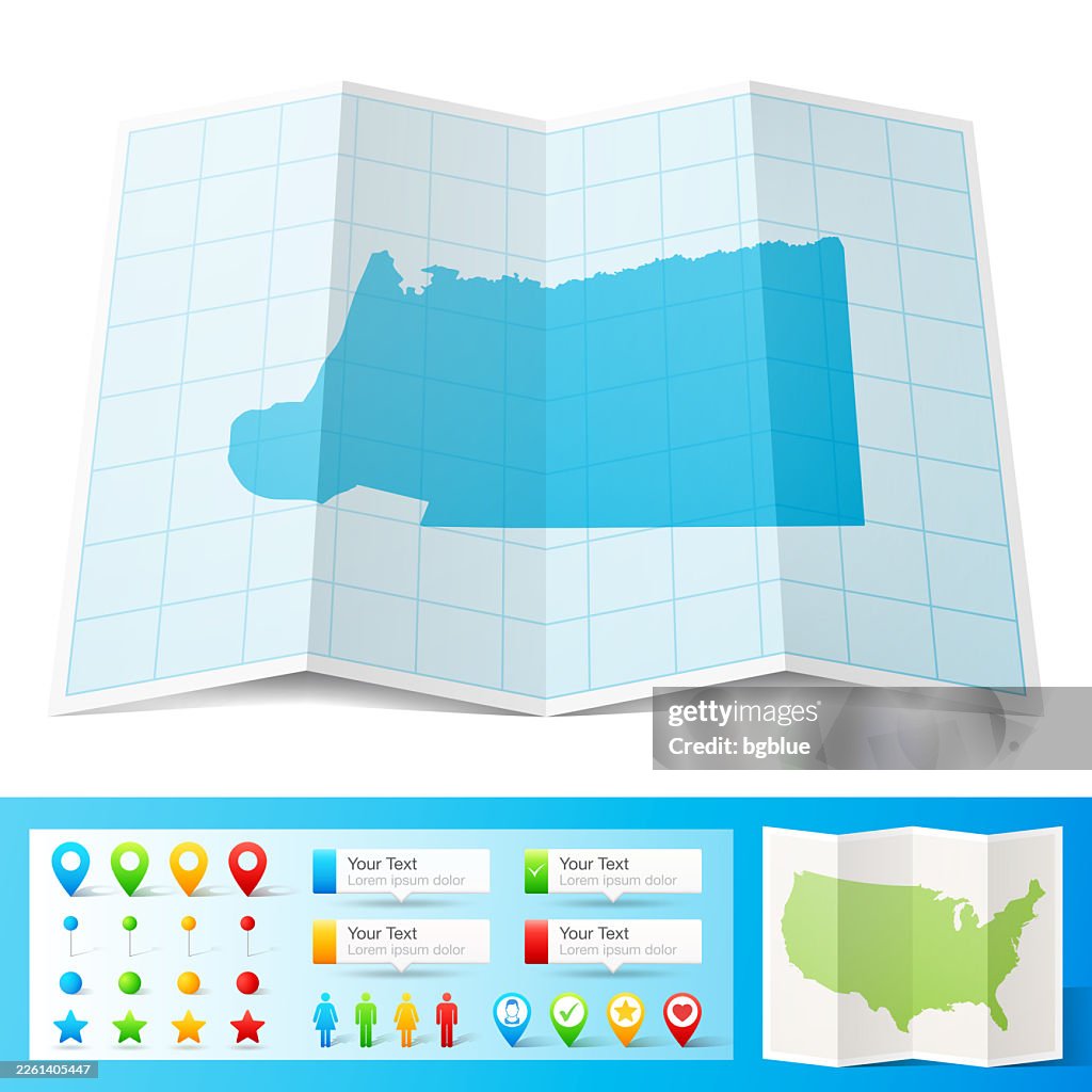 Carlisle County, Kentucky Map with location pins on white Background