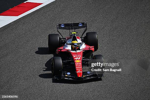 Lewis Hamilton of Great Britain driving the Scuderia Ferrari SF-26 on track during day three of F1 Testing at Bahrain International Circuit on...