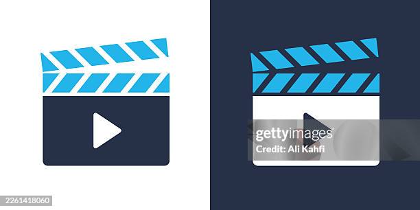 movie glyph solid icon. solid icon that can be applied anywhere, simple, pixel perfect and modern style. - video play button stock illustrations