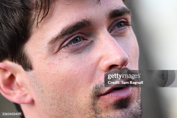 Charles Leclerc of Monaco and Scuderia Ferrari looks on during day three of F1 Testing at Bahrain International Circuit on February 13, 2026 in...