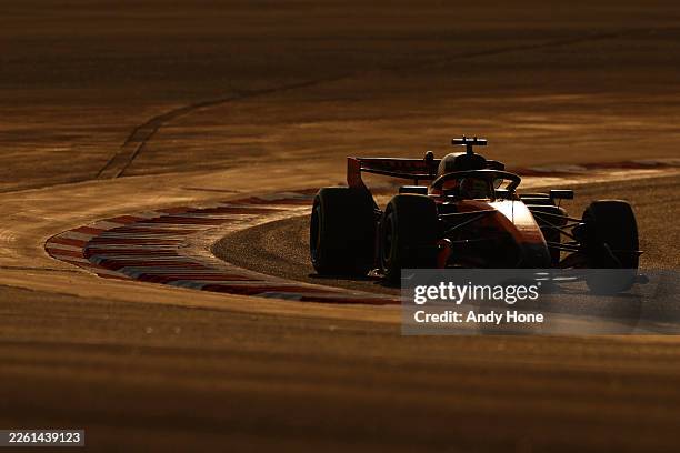 Oscar Piastri of Australia driving the McLaren MCL40 Mercedes on track during day three of F1 Testing at Bahrain International Circuit on February...