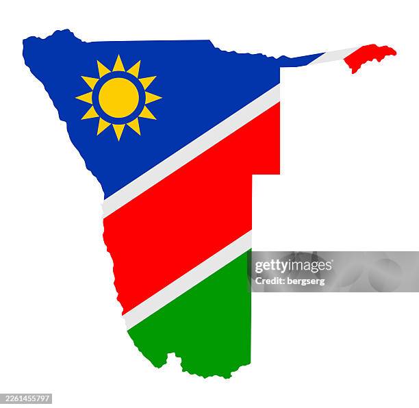 namibia map with national flag. vector illustration - windhoek namibia stock illustrations