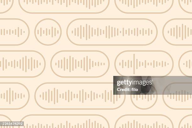 ilustraciones, imágenes clip art, dibujos animados e iconos de stock de podcast sin fisuras línea de audio forma de onda de sonido fondo - audiolibro